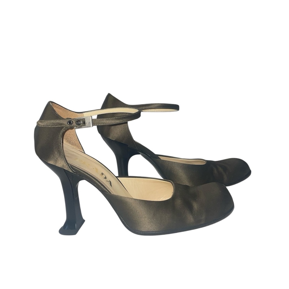 Prada Satin Dark Olive Women's Heels